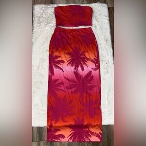 No Boundaries Vibrant Pink and Orange Skirt and tube top